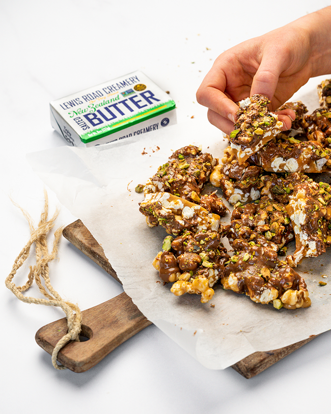Salted Popcorn, Pistachio & Milk Chocolate Brittle | Lewis Road Creamery US